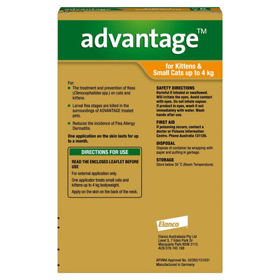 Advantage Cats Under 4kg 6 pack