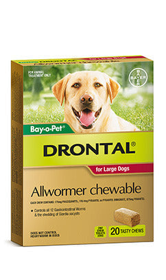Drontal Chew for Dogs – Large – 35kg 20 Packs Bayer