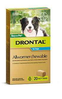 Drontal Chew For Dogs €“ Medium €“ 10Kg 20 Packs Bayer