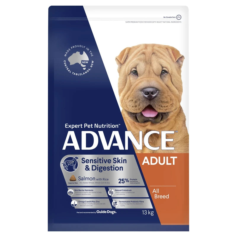 Advance Adult Dog Food Salmon & Rice 13kg Bag Sensitive Skin Digestion Formula