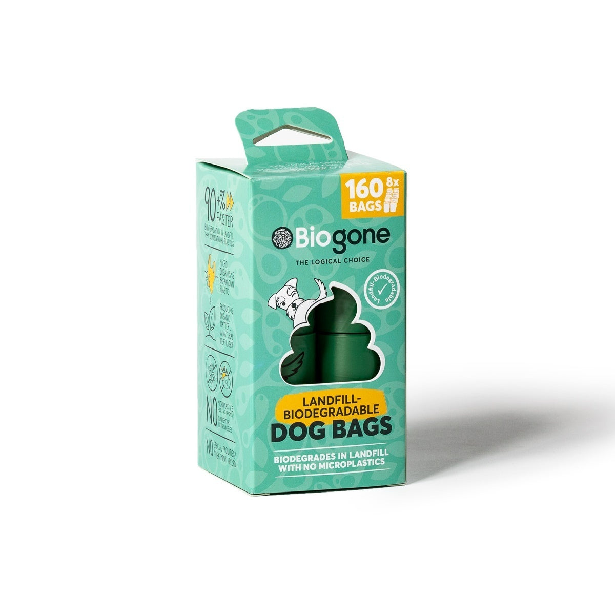 Biogone Biodegradable Dog & Cat Poo Bags - 8 rolls/160 bags NEW PACKAGING Biogone