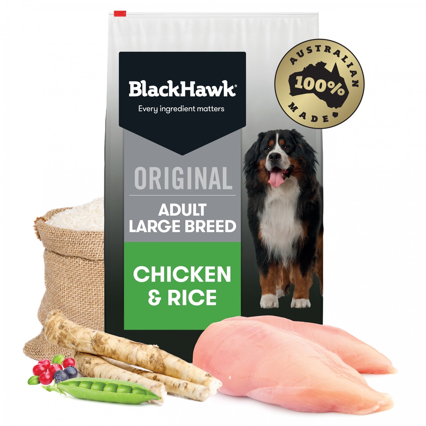 Black Hawk Premium Adult Large Breed Chicken & Rice Dog Food 20kg