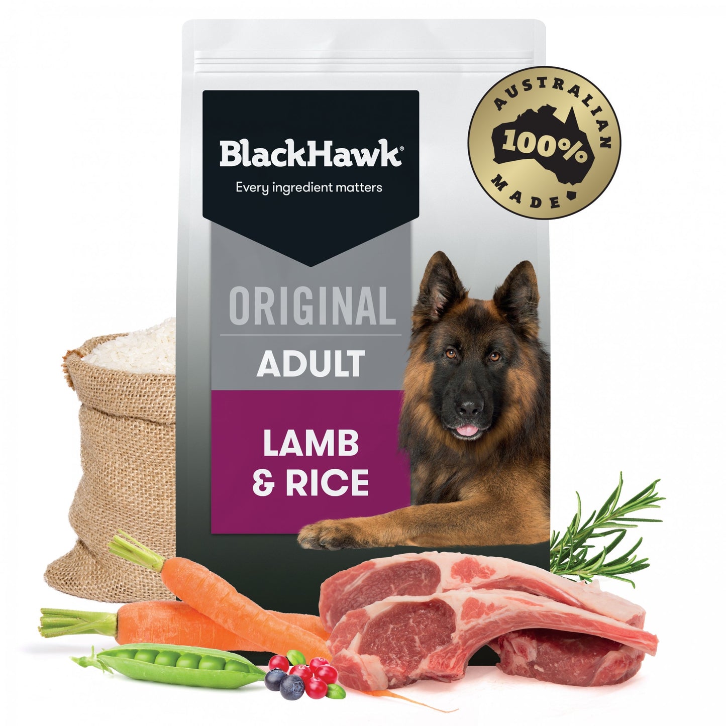 Black Hawk Original Adult Dog Food Lamb & Rice Recipe, All Natural, Australian Made