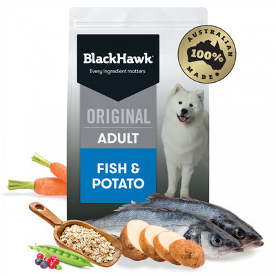 Black Hawk Adult Dog Food: Australian Fish & Potato, Gentle Digestion for Healthy Dogs