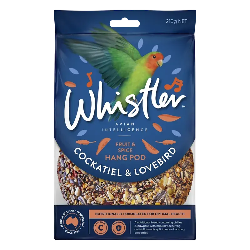 Whistler Cockatiel & Lovebird Pod Fruit&Spice 210G 8Pk (Om8) Whistler