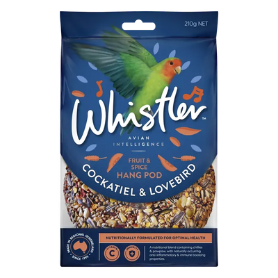 Whistler Cockatiel & Lovebird Pod Fruit&Spice 210G 8Pk (Om8)