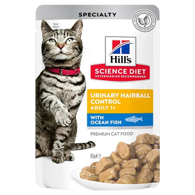 Hills Cat Adult Urin Hball Cntrl Fish Pchs 85G 12Pk(Om12)