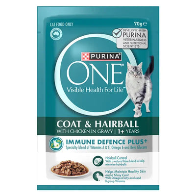 Purina One Cat Adult Hairball Chicken Pouch 70G 12Pack
