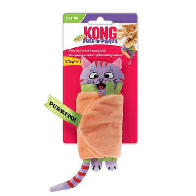 3 x KONG Pull-A-Partz Plush Textured Catnip Cat Toy - Purrito KONG