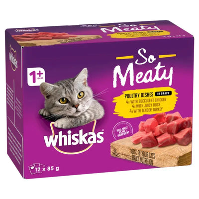Whiskas Wet So Meaty Poultry Mvms 85G 1X12Pk