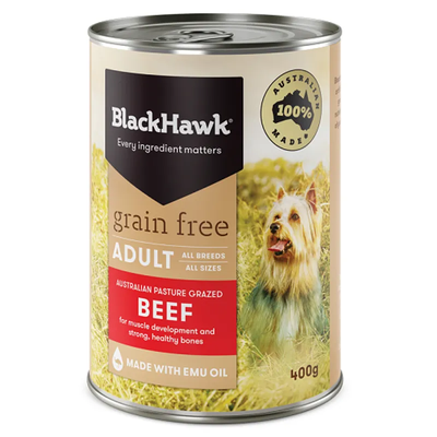 Black Hawk Grain Free Beef 400G 12Pk (Om12)