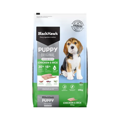 Black Hawk Puppy Medium Breed Chicken & Rice 20Kg