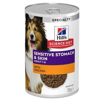 Hills Dog Adult Sensitive Stomach & Skin 370G 12Pk(Om12)