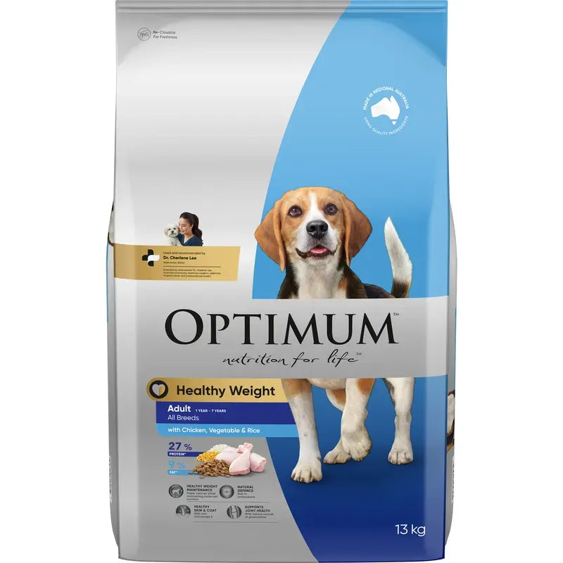 Optimum Dog Adlt Hlthy Weight Chkn Vege Rice 13Kg