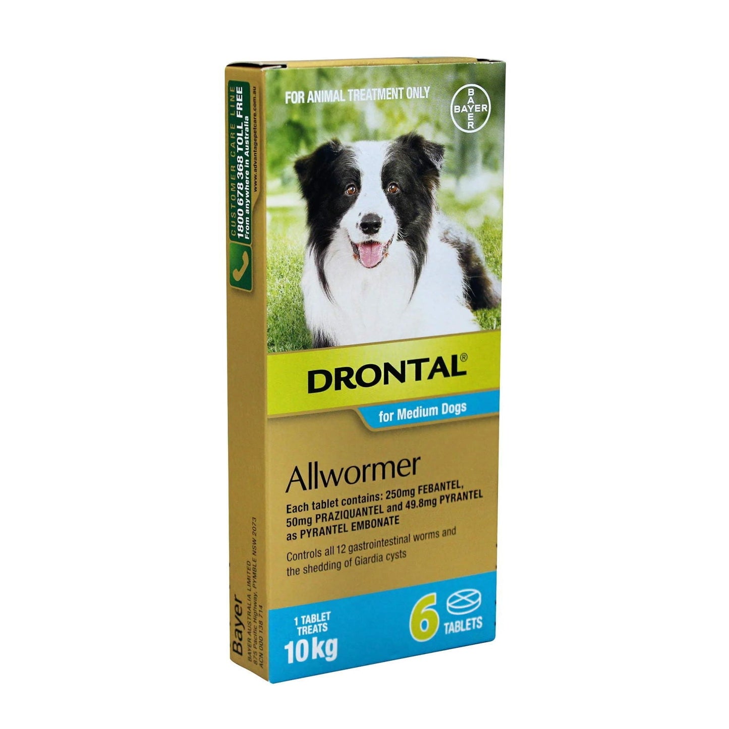 Drontal All-Wormer for Medium Dogs to 10kg - 6 Tablets Drontal