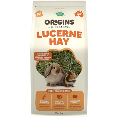Vetafarm Origins Mini Bale Lucerne Hay 1Kg Vetafarm