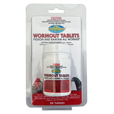 Vetafarm Pigeon & Bantam Wormout Tabs 50Pk