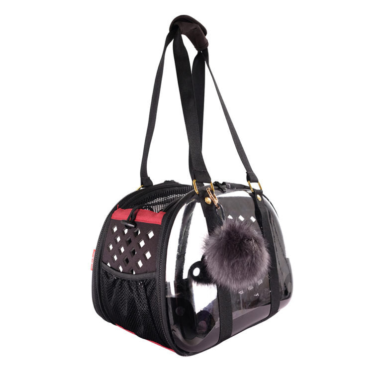 Ibiyaya Hardshell Travel Carrier for cats & Dogs up to 5kg - Black + Fluffy Tag Ibiyaya