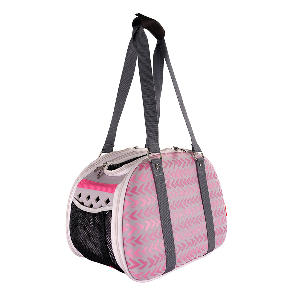 Ibiyaya Hardshell Travel Carrier for Cats & Dogs up to 5kg - Pink Chevron Ibiyaya