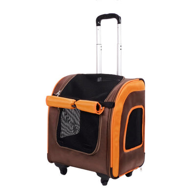 Liso Backpack Parallel Transport Pet Trolley- Orange/Brown by Ibiyaya Ibiyaya