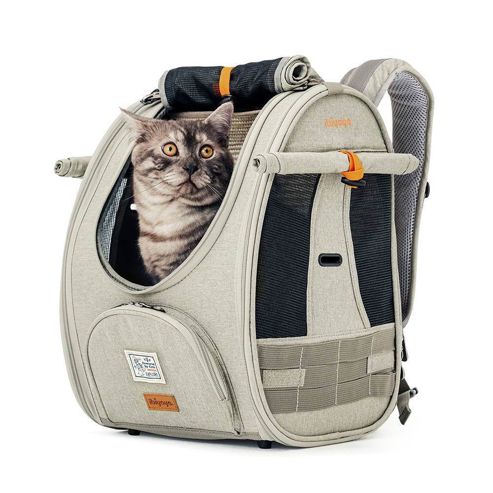 Ibiyaya Adventure Cat & Small Dog Carrier Backpack - Grey-Green Ibiyaya