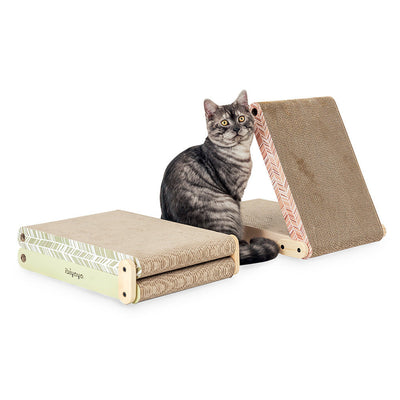 Ibiyaya Fold-Out Cardboard Cat Scratcher with Replaceable Boards Ibiyaya