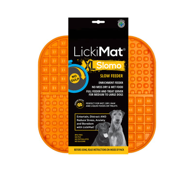 LickiMat Slomo Wet & Dry Double Slow Food Dog Bowl - X-Large Orange