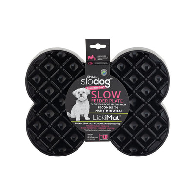 SloDog No Gulp Bone-Shaped Slow Food Bowl for Dogs - Small Black Slodog