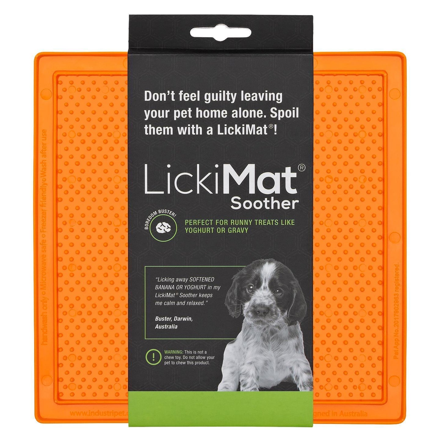 Lickimat Soother Original Slow Food Licking Mat for Cats & Dogs - Orange Lickimat