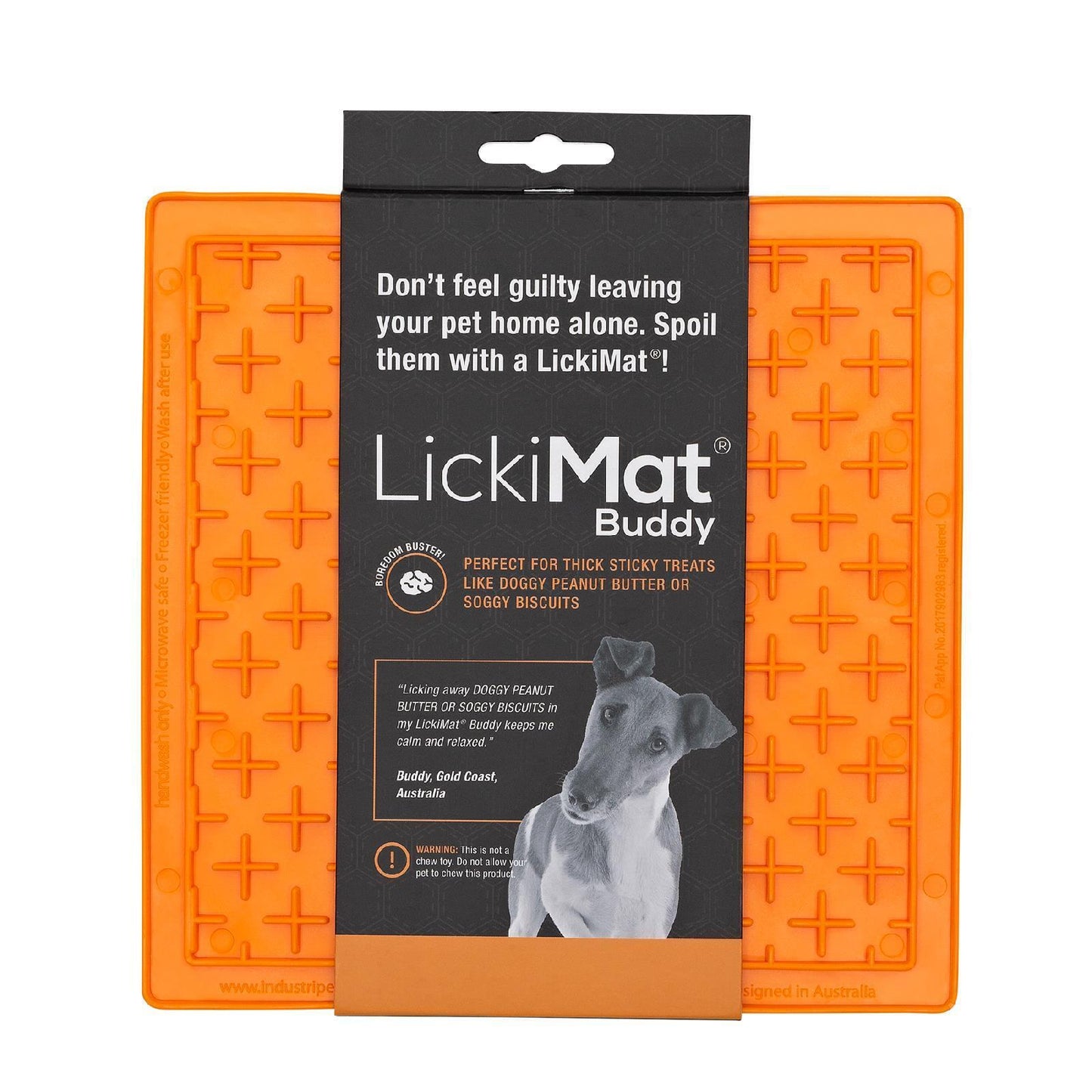 Lickimat Buddy Original Slow Food Anti-Anxiety Licking Mat for Cats & Dogs - Orange Lickimat
