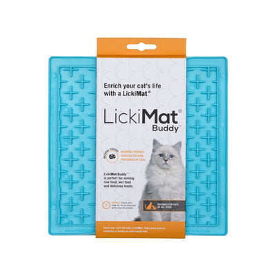 Lickimat Buddy Original Slow Food Anti-Anxiety Licking Mat for Cats - Blue Lickimat