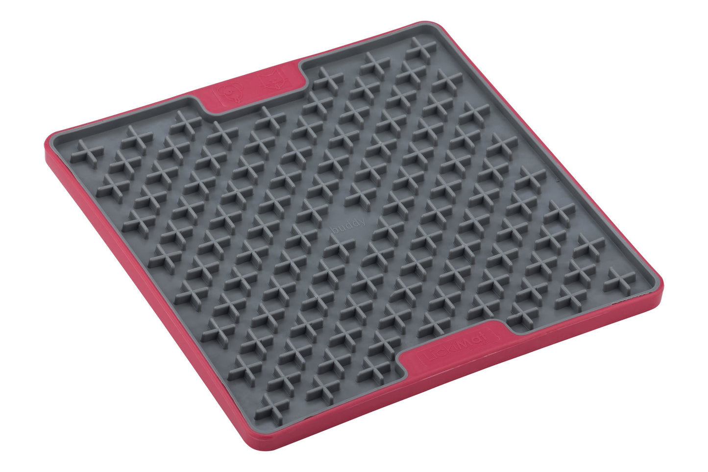 LickiMat Buddy Tuff Slow Food Bowl Anti Anxiety Licking Mat for Dogs - Red Lickimat