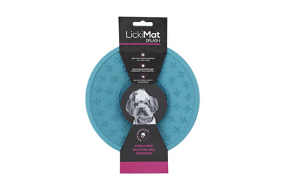 LickiMat Splash Wall & Floor Suction Slow Feeder Dog Bowl - Blue Lickimat