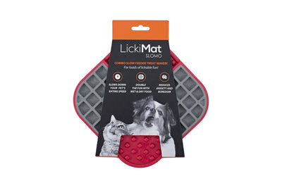 LickiMat Slomo Wet & Dry Double Slow Food Dog Bowl - Red Lickimat