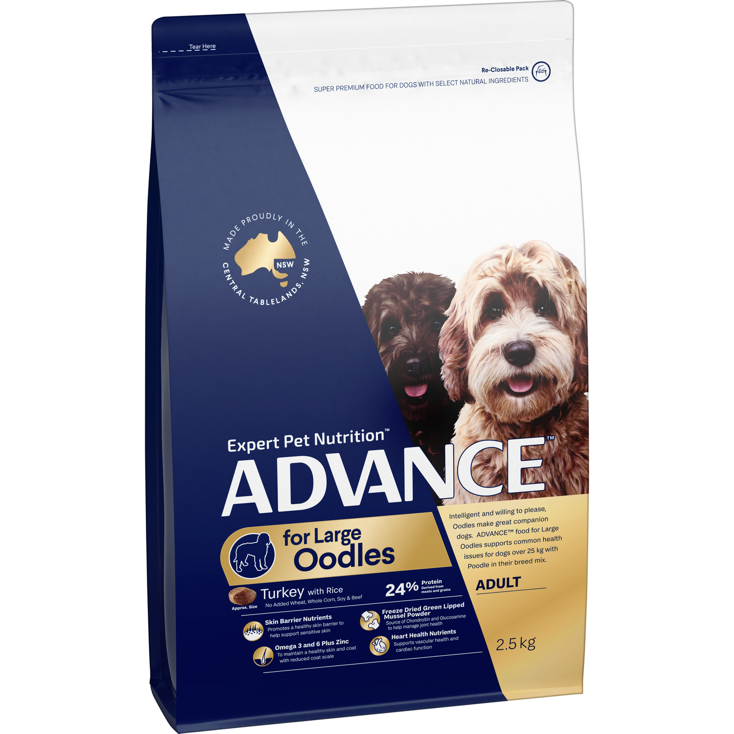 Advance Adult Large Oodles Dry Dog Food Turkey Rice Optimal Nutrition