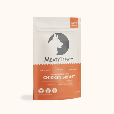 Meaty Treaty Freeze Dried Australian Chicken Breast Cat & Dog Treats 100g Meaty Treaty