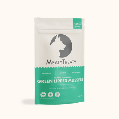 Meaty Treaty Freeze Dried New Zealand Green Lipped Mussels Cat & Dog Treats 50g Meaty Treaty