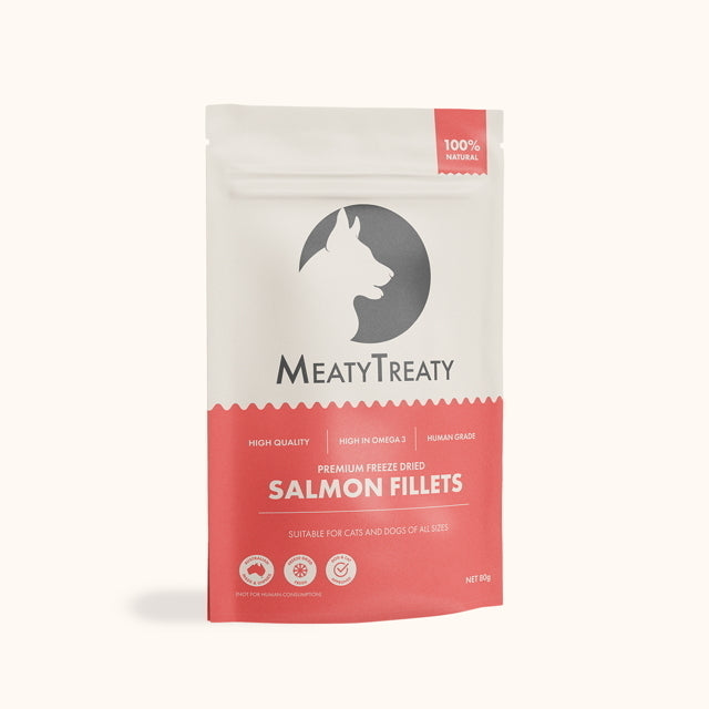 Meaty Treaty Freeze Dried Australian Salmon Fillet Cat & Dog Treats 80g Meaty Treaty