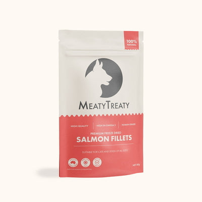 Meaty Treaty Freeze Dried Australian Salmon Fillet Cat & Dog Treats 80g Meaty Treaty