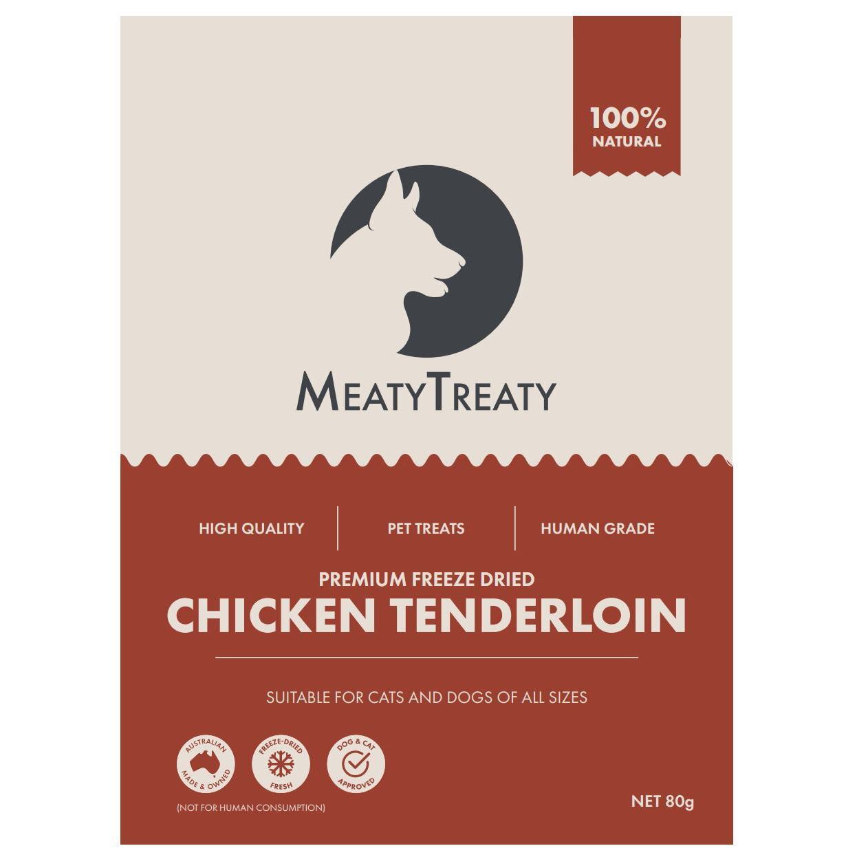 Meaty Treaty Freeze Dried Australian Chicken Tenderloin Cat & Dog Treats 80g Meaty Treaty