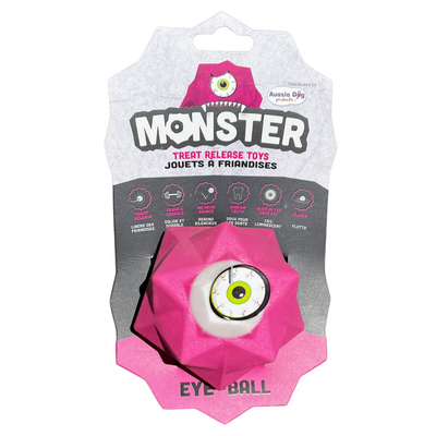 Aussie Dog Pink Monster Treat Ball – Durable Interactive Fetch Toy