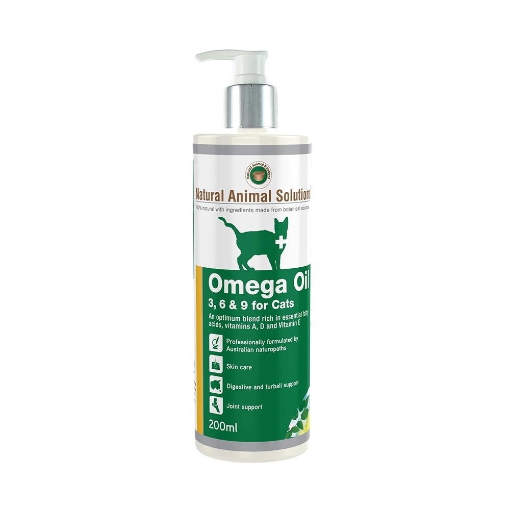 Natural Animal Solutions Omega 3,6 & 9 Supplement Oil for Cats 200ml Natural Animal Solutions