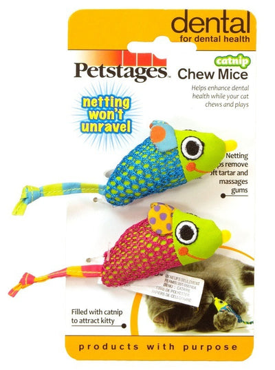 Petstages Catnip Chew Mice - Pair of Dental Care Cat Toys Petstages