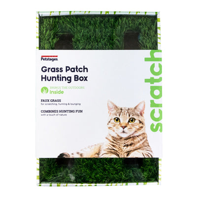 Petstages Grass Patch Hunting Box Interactive Cat Toy with Faux Grass Petstages