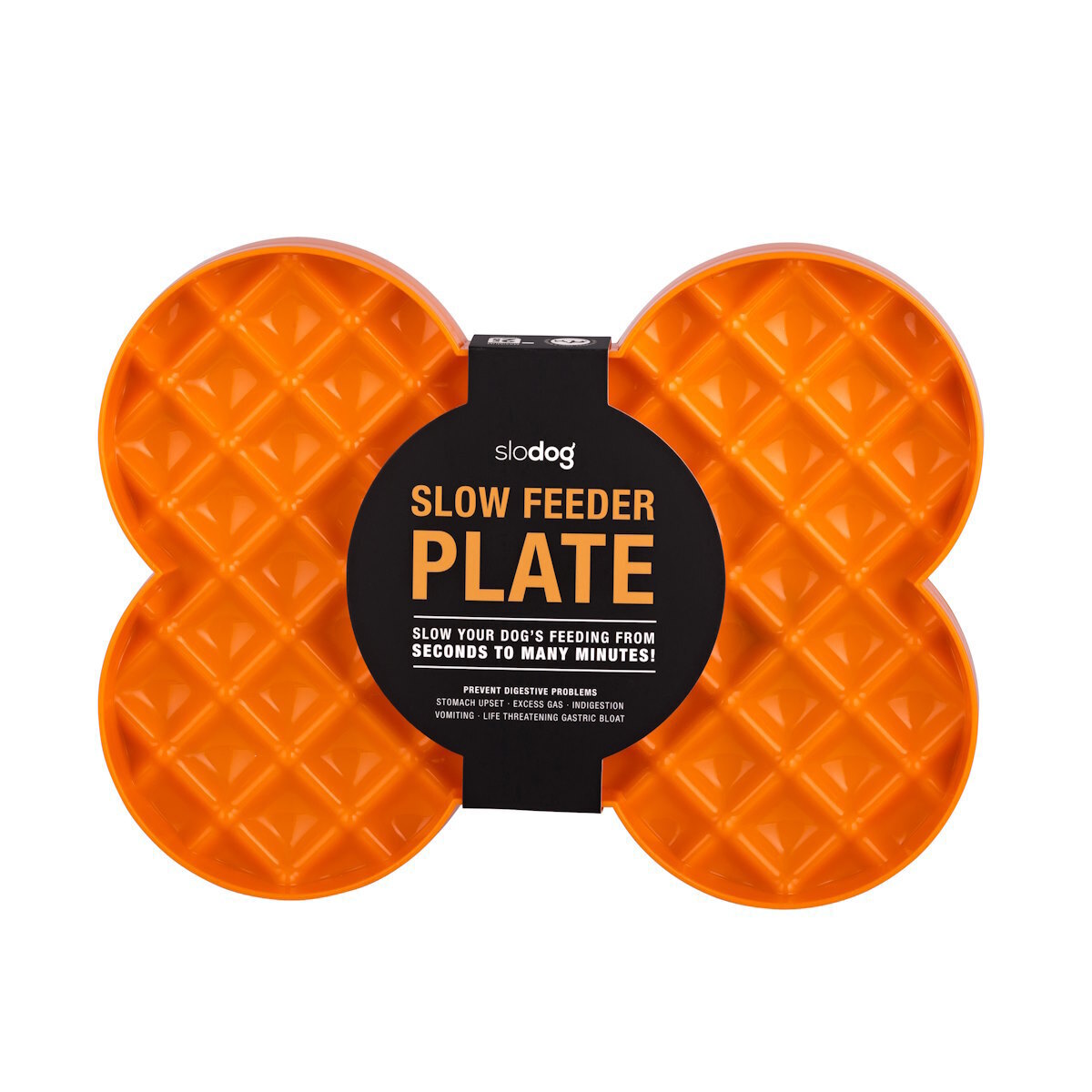 SloDog No Gulp Bone-Shaped Slow Food Bowl for Dogs - Orange Slodog