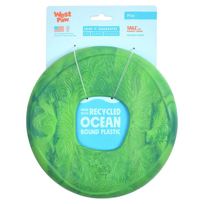 West Paw Seaflex Recycled Plastic Flyer Dog Toy - Sailz - Emerald West Paw
