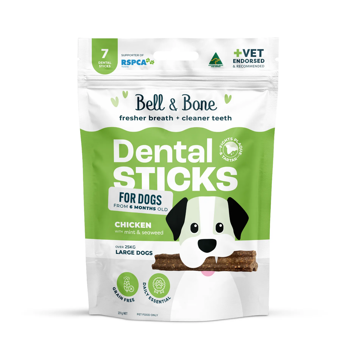 Bell & Bone Dog Dental Sticks Chicken Mint & Seaweed Large