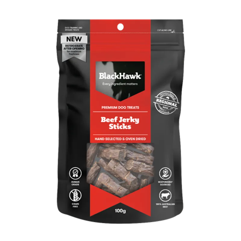 Black Hawk Dog Treats Beef Jerky Sticks 100G