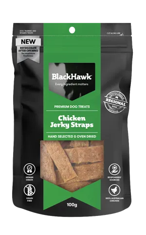 Black Hawk Dog Treats Chicken Jerky Straps 100G