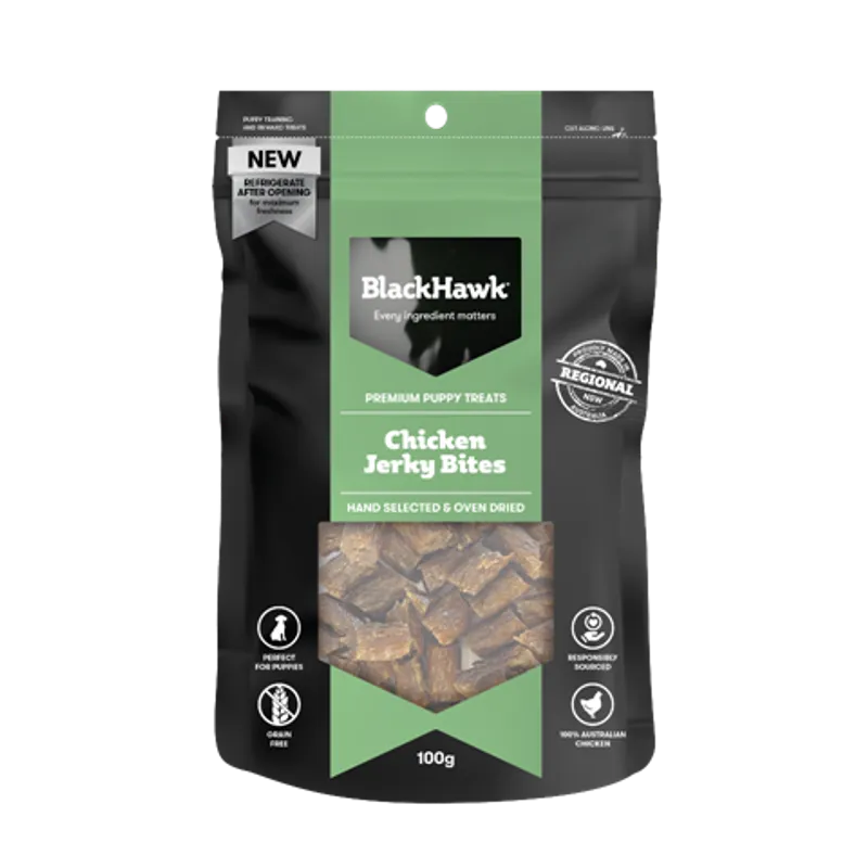 Black Hawk Dog Treats Puppy Chicken Jerky Bites 100G Black Hawk Treats
